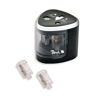 Imagen de Peach Sacapuntas universal eléctrico PO102 incluye piezas de repuesto para todos los lápices, crayones, delineadores ojos y crayones doble bolígrafos 6 8 mm 9 12
