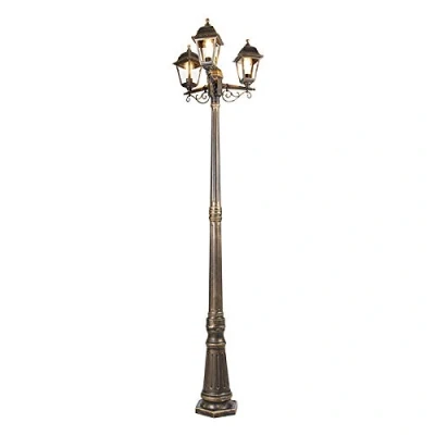 Imagen de Qazqa Clásico/Antiguo Farola clásica oro envejecido 3 luces IP44 CAPITAL Vidrio/Plástico Alargada Adecuado para LED Max. x 15 Watt
