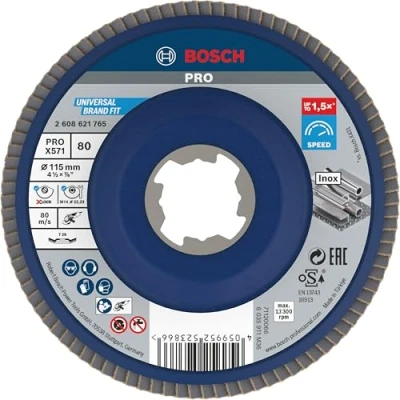 Imagen de Bosch Professional 1x Disco de Láminas X571 Best for Metal X LOCK (para metal, Ø 115 mm, P 80, version en ángulo, accesorios amoladora)
