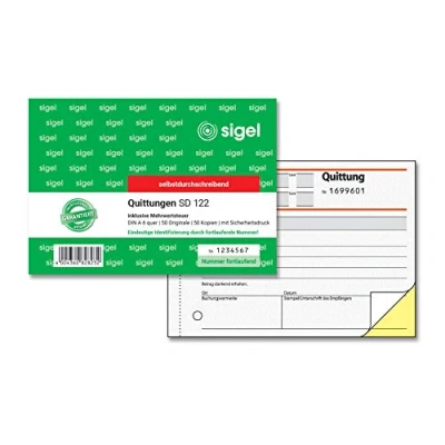 Imagen de Sigel SD122 Bloc de facturas con IVA, A6, 2 x 50 hojas, numeradas, selbstdurchschreibend