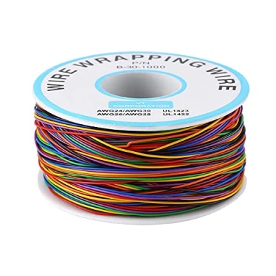 Imagen de Akozon Cable de aislamiento color, P/N B 30 1000 280M Prueba color 8 cables envoltura cobre sólido estañado