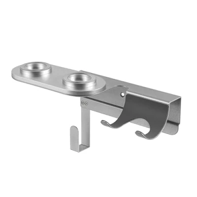 Imagen de PureMounts® soporte de pared para secador pelo Dyson® Supersonic, fijación magnética, gestión cables, capacidad carga hasta 5 kg, almohadilla silicona, gris metálico