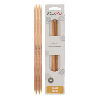 Imagen de KnitPro Agujas de Punto Basix, Doble Punta, Abedul, 20 cm x 3,25 mm, Juego 5
