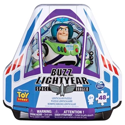 Imagen de Spin Master Toy Story Buzz Lightyear Lenticular Puzzle in a Shaped Tin Packaging (20108499) , color/modelo surtido