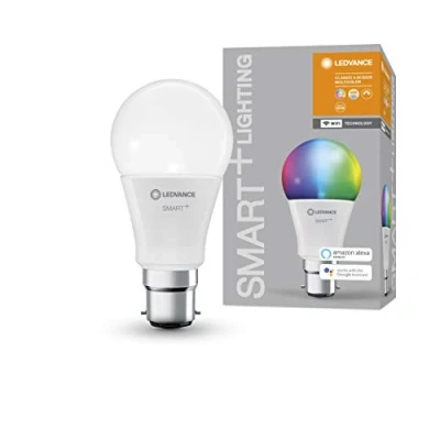 Imagen de LEDVANCE Lámpara LED inteligente con tecnología WiFi, base B22d, regulable, color de luz cambiante (2700 6500K), colores RGB cambiables, reemplazo 60W, SMART+ WiFi Classic Multicolour, paquete 1