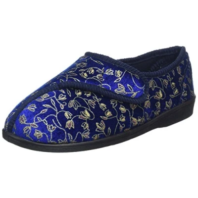 Imagen de Homecraft Pantuflas de mujer (talla 38), diseño flores, color azul