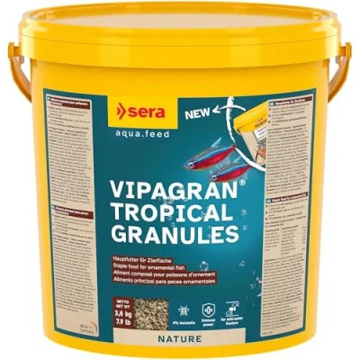 Imagen de sera Vipagran Nature Alimento Principal en Forma de granulado Blando con un 4% harina Insectos, 10 l (Paquete 1)
