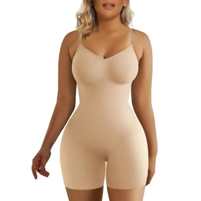 Imagen de SHAPERX Mujer Bodies Moldeadores Reductora Shapewear Adelgazante Body Shaper Control de Abdomen Bodysuit Posparto, UK SZ5218 Beige S/M