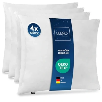 Imagen de LILENO HOME Cojín de microfibra Deluxe 80 x cm (relleno 1200 g) [juego 4] lavable hasta 95 grados con cremallera Almohada como relleno para cama decorativo sofá