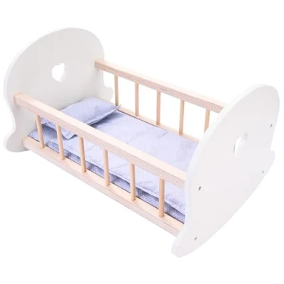 Imagen de Engelhart 606012 Cuna Mecedora para muñecas Gris/Blanco de Madera Dimensiones: 50 x 36 28 cm a Partir 3 años