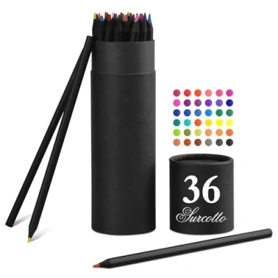 Imagen de Surcotto Lápices de Colores 36, Estuche Lapices profesional para Adultos y Niños Mandalas Colorear Adultos, principiantes, dibujo, preafilada