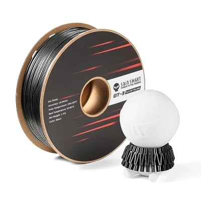 Imagen de SainSmart filamento PLA flexible GT 3 de alta fluidez, 1,75 mm, impresora 3D alto flujo para impresión a velocidad, bobina 1 kg, precisión dimensional +/ 0,04 color negro