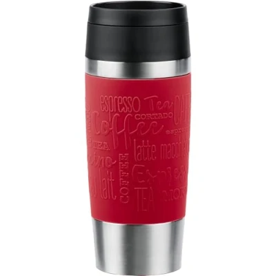Imagen de Emsa N20205 Travel Mug Classic Vaso térmico (0,36 L, cierre de rosca, acero inoxidable, 4 horas calor y frío 8 h, 100% hermético, apto para lavavajillas, apertura 360, color gris oscuro