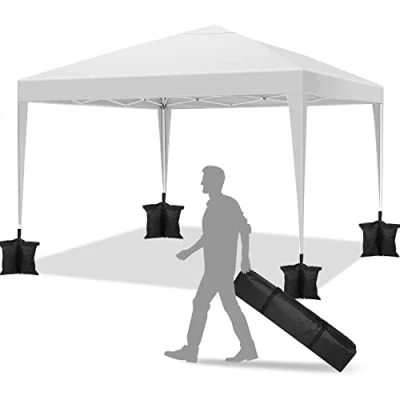 Imagen de YUEBO Carpa 3x3 m Carpas de Camping Impermeables Gazebo Plegable Protección UV Cenador Jardin Pergolas Desmontables para Exteriores,Playa,Terraza，Blanco