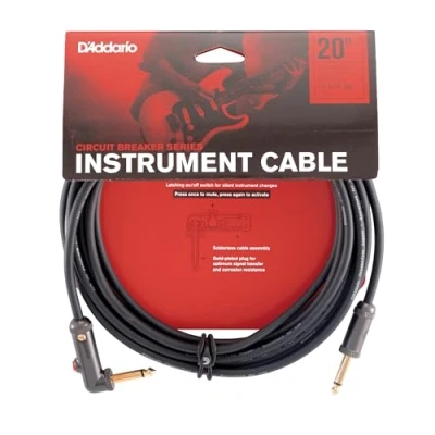 Imagen de D&#039;Addario Guitar Cable Lead Circuit Breaker Latching Cut Off Switch to Mute When Changing Instrument 20 Feet/7.62 Meters Straight Ends/Right Angle 1 Pack