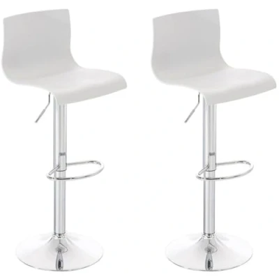 Imagen de CLP Set 2X Taburetes De Bar Hover con Asiento Polipropileno I 2 Regulables En Altura Altos Giratorios Color:, Color:Blanco