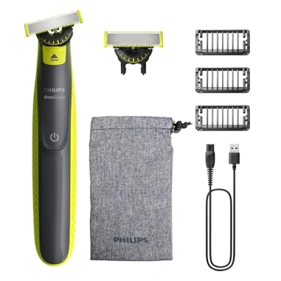 Imagen de Philips OneBlade 360 Auténtico Recortadora y afeitadora eléctrica para barba, 2 cuchillas 360, 3 peines barba incipiente (1,3,5 mm), QP2724/31