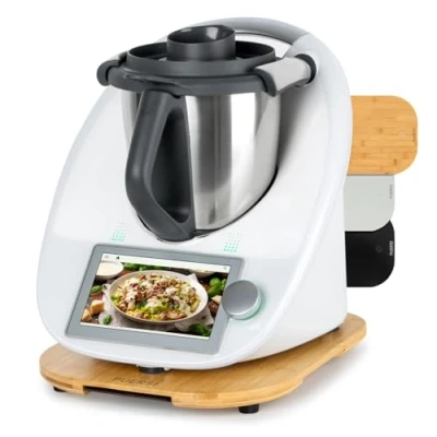 Imagen de PUERSI Tabla Deslizante para Thermomix TM6/TM5, 2ª Generación, Base con Ruedas, Soporte Bimby (Bambú)
