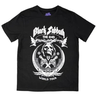 Imagen de Black Sabbath Camiseta para Hombre: The End Mushroom Cloud (Distressed), Negro (Black Black), S