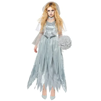 Imagen de amscan 9917926 Disfraz de novia fantasma zombi para mujer (vestido Reino Unido 14 16)