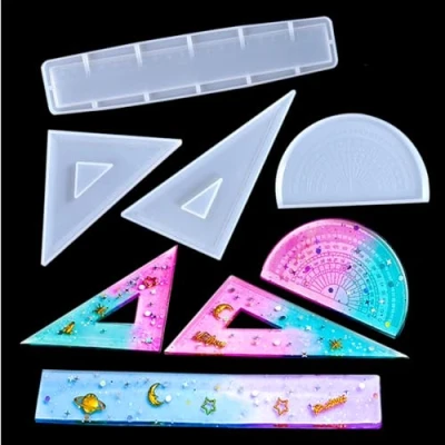 Imagen de FineInno 4 Piezas Moldes de Marcadores Silicona Ruler Resin Molds Resina Epoxi Manualidades Stationery Silicone Moulds