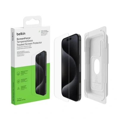 Imagen de Protector pantalla Belkin TemperedGlass, Apple, iPhone 15 Pro, Cristal templado