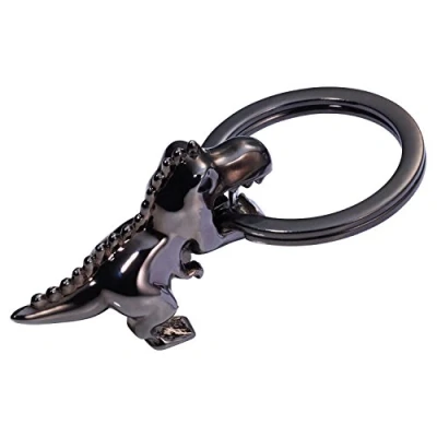 Imagen de TROIKA Llavero de dinosaurio T Rex, K Tyrannosaurusrex, con llavero, metal fundido, color negro cromado, Negro, 4,5 cm, Moderno