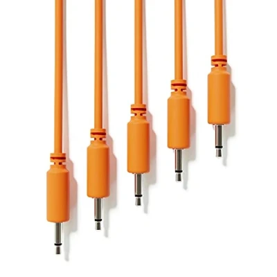 Imagen de ExcelValley 5 Pack Cables de Conexión Mono Modulares TS 3,5mm 1/8&quot; Eurorack Sintetizador [Naranja 15 cm 6&quot;]