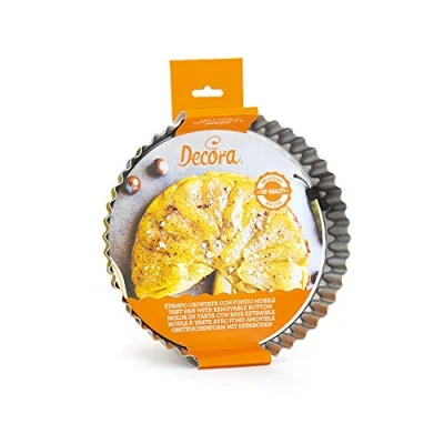 Imagen de DECORA, 0070015 Molde para Tarta con Fondo Móvil de Acero Antiadherente, Redondo Ø 20 X H 3,5 cm, Facilita el Desmoldado los Pasteles, Diseño Profesional