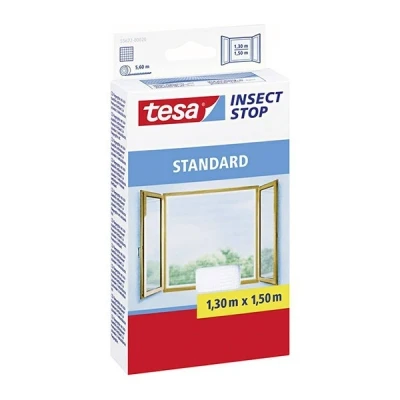 Imagen de tesa Insect Stop Malla Mosquitera STANDARD para Ventanas, Autoadhesiva, Recortable al Tamaño Deseado, Blanca, 130 cm x 150
