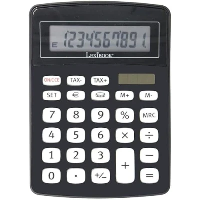 Imagen de Lexibook EL226 Calculadora de Oficina 10 Cifras con conversor Euro, Color Negro, EL226, Blanco