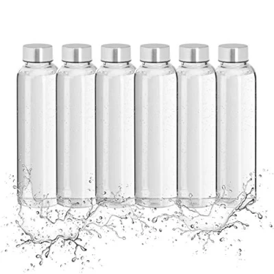 Imagen de Relaxdays Trinkflasche Glas 6er Set de 6 Botellas Agua con Funda, Aptas para Lavavajillas, Vidrio Borosilicato, 500 ml, Transparente Negro, Caucho