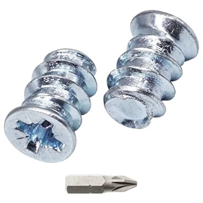Imagen de SKIR&#039;CO (50 uds.) tornillos europeos cincados de 5,8 x 9 mm, para corredera cajón, cabeza plana avellanada, bisagras