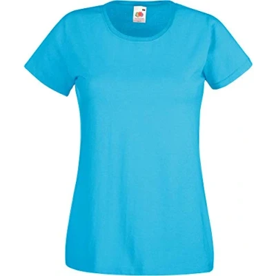 Imagen de Camiseta de Fruit of the Loom para mujer, ajustada, distintos colores, algodón, manga corta Azul Celeste Medium