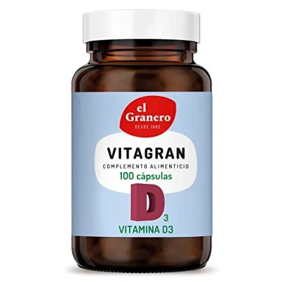 Imagen de el Granero Integral Vitagran D3 100 Cápsulas Ayuda a Reforzar Sistema Inmune Contribuye Mejorar la Salud de los Huesos y Músculos Elaborado Sin Gluten