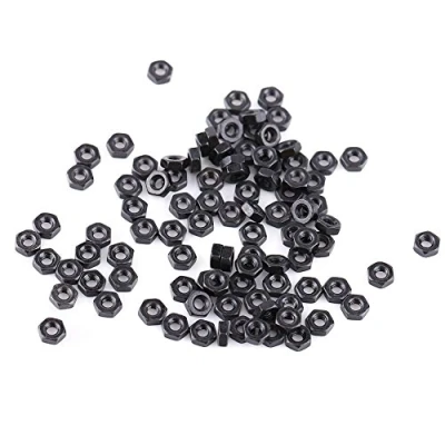 Imagen de Tuercas de zinc negro, 100 piezas M2 M5 hexagonales rosca métrica acero al carbono chapado en negro M2, M2.5, M3, M4, M5, gran reemplazo(M3)