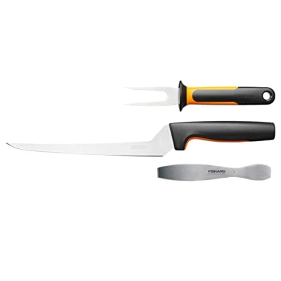 Imagen de Fiskars Set de procesamiento pescado, Functional Form, Incluye cuchillo para filetear, Brocheta pescado y pinzas espinas Acero inoxidable japonés/plástico, 1057560