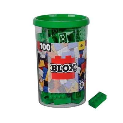 Imagen de Simba Blox 104114542 Blox, 100 Bloques de construcción Verdes para niños a Partir 3 años, 8 Piedras, en Lata, Totalmente Compatible con Muchos Otros Fabricantes