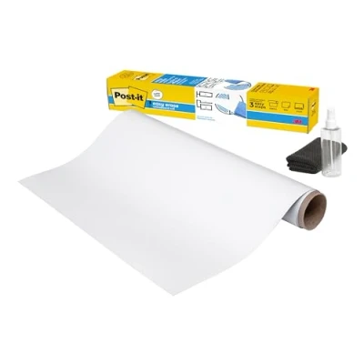 Imagen de Post it Easy Erase superficie pizarra blanca, blanco, 91.4 cm x 121.9 cm, 1 rollo/paquete
