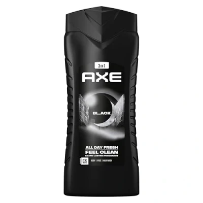 Imagen de Axe Gel de Ducha y Champú para Hombre Black 3en1 400ml Pack 4