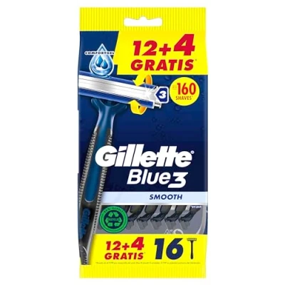 Imagen de Gillette Blue3 Smooth Maquinillas Desechables Para Hombre, Tres Hojas, 12+4 GRATIS (Total 16 Uds)