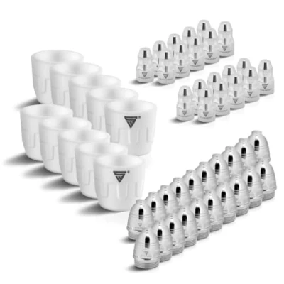 Imagen de STAHLWERK P 80 Plasma Accesorios Piezas de Desgaste, Boquillas + Electrodos Tapones Cerámicos para Antorcha CUT, Set 50 pcs.
