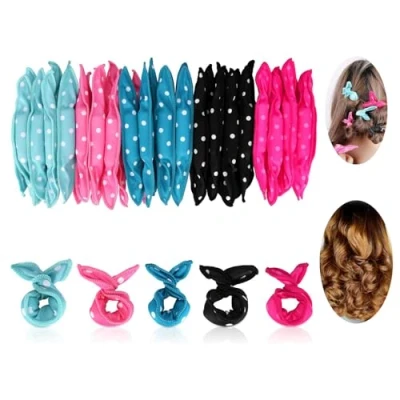 Imagen de Locisne 40pcs=5Color*8pcs espuma de rulos esponja flexible,Sin calor Rizadores cabello Almohada mágica Rodillos suaves Cuidado del Herramientas bricolaje para peinar cómodas dormir
