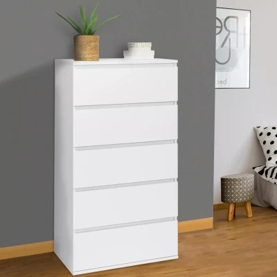 Imagen de IDMarket TOMI Chifón de 5 cajones (60 cm), color blanco
