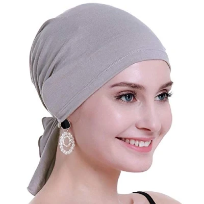 Imagen de osvyo Pañuelo de Bambú para la cabeza quimioterapia mujer, pérdida cabello, turbantes y gorras con embalaje sellado, gris claro, Talla única