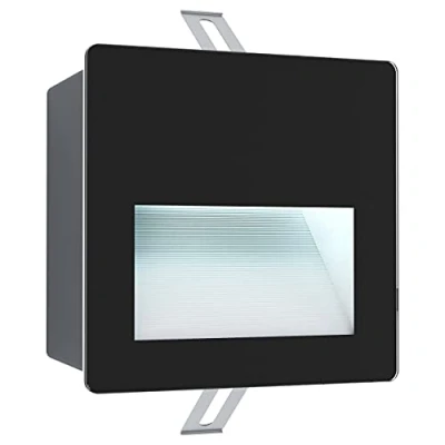 Imagen de Eglo LED lámpara empotrada de exterior Aracena, foco empotrado cristal, plástico, aluminio en negro y transparente, iluminación exterior, IP64, L x A 14 cm