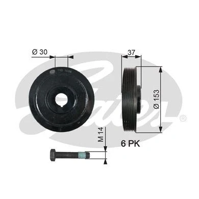Imagen de GATES TVD1006A Polea de Cigüeñal 153 con accesorios FleetRunner Micro V Stretch Fit PEUGEOT: 807, 307 SW, Hatchback norauto, oscaro, mister auto