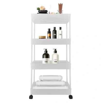 Imagen de Nyana Home Carrito de Almacenamiento Slim Organizador Versátil 3 o 4 Alturas Ideal para Cocina y Baño Hogar con Ruedas Giratorias 360º (3 Alturas, Negro)
