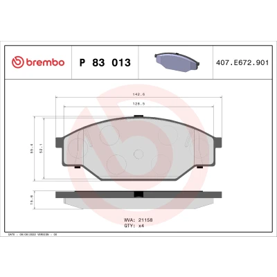 Imagen de BREMBO P 83 013 Juego de pastillas freno excl. contacto avisador desgaste sin accesorios TOYOTA: HILUX 6 Pick up, 5 up