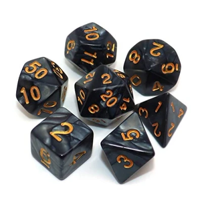 Imagen de CREEBUY Juego de dados poliédricos DND negro perla para Dungeon and Dragons D&amp;D Pathfinder RPG MTG Dice D20 D12 D10 D8 D6 D4